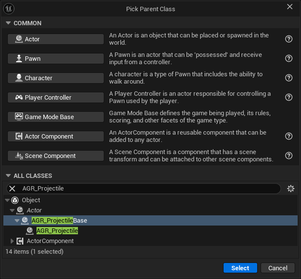 Create Projectile Base