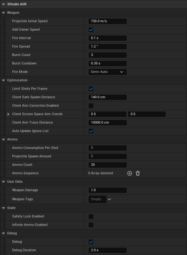 Projectile Launcher Settings